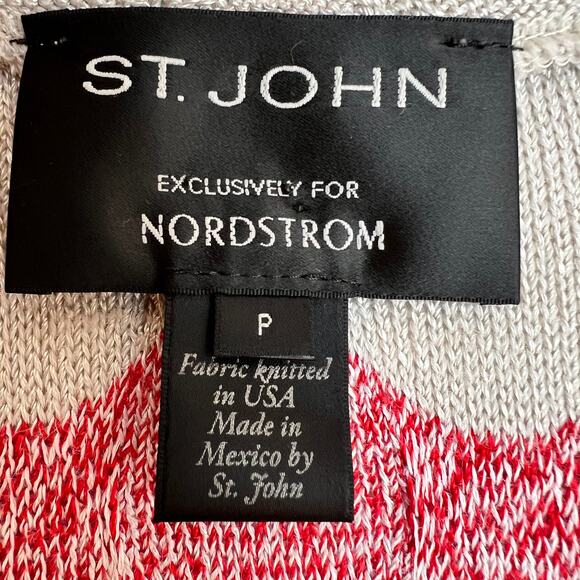 St. John Collection Ombre Knit Open Cardigan Wool Blend Caviar Tikka Waves Red - Picture 5 of 10